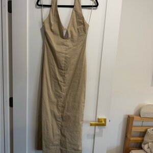 Zara Elegant Tan Halter Dress